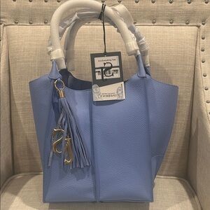 Sassy Jones Genuine Leather Ava Everything Icy Blue Tote